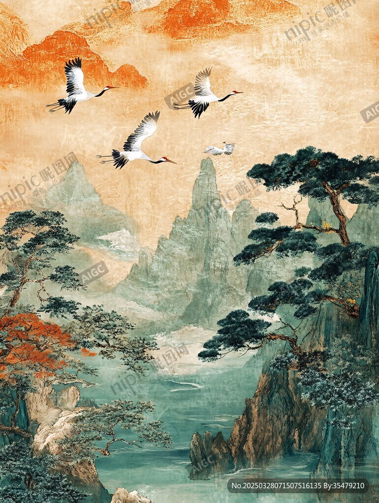 瑞鶴翔于山水間