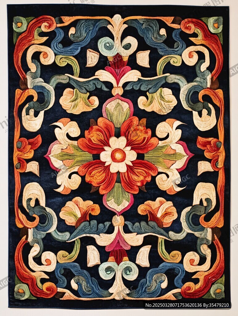 中式精美刺繡花卉圖案
