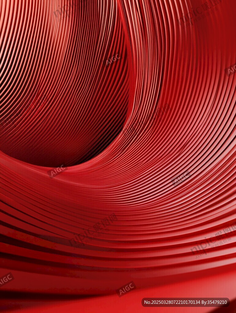 紅色波紋立體抽象藝術圖
