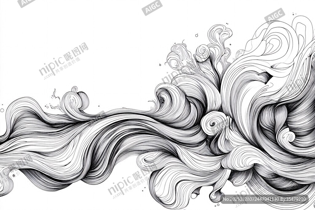 黑白線條抽象流動(dòng)圖案