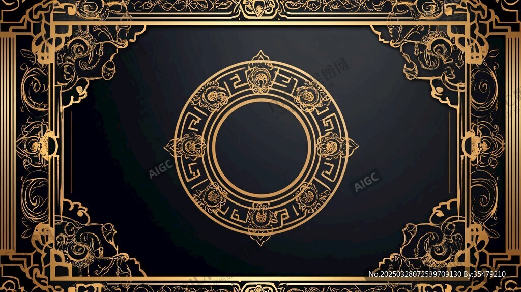 黑金奢華復(fù)古風(fēng)邊框圖案