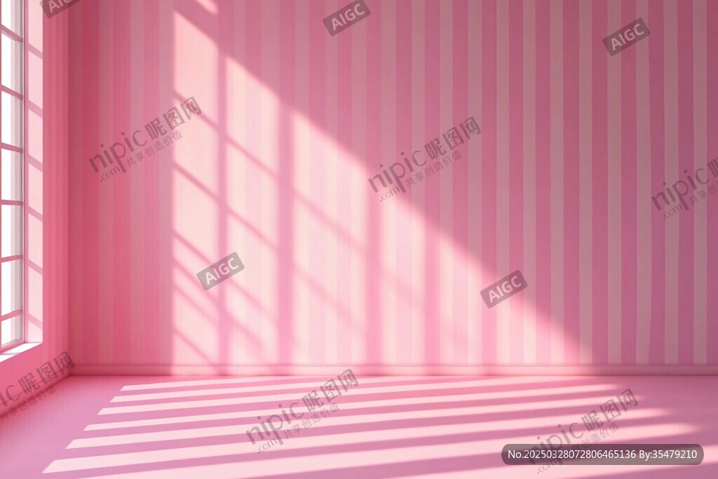 粉色條紋房間的光影之美