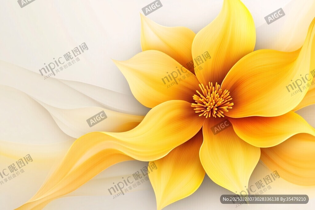 夢幻黃色花朵藝術(shù)插畫