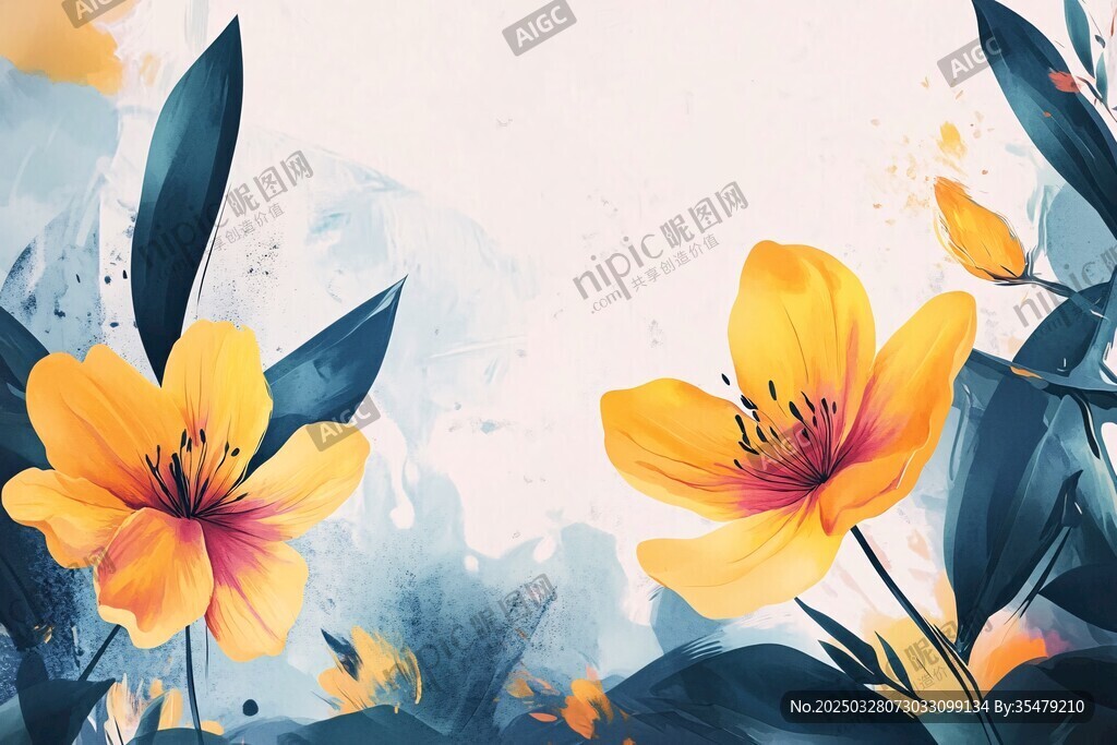 水彩風(fēng)黃色花卉背景圖