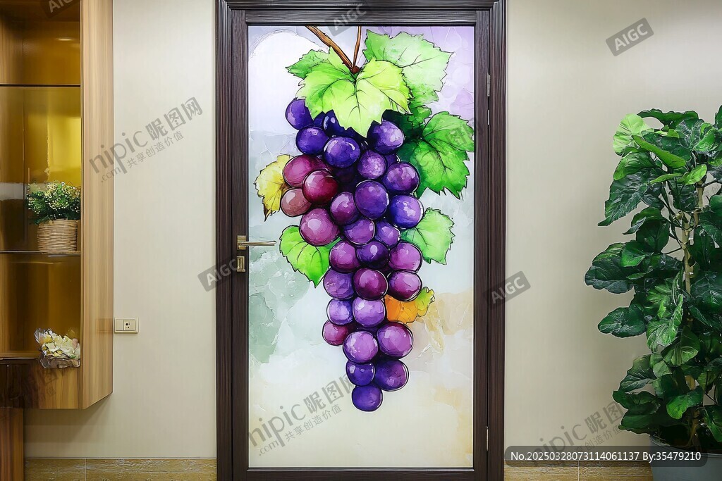 葡萄彩繪玻璃門裝飾藝術