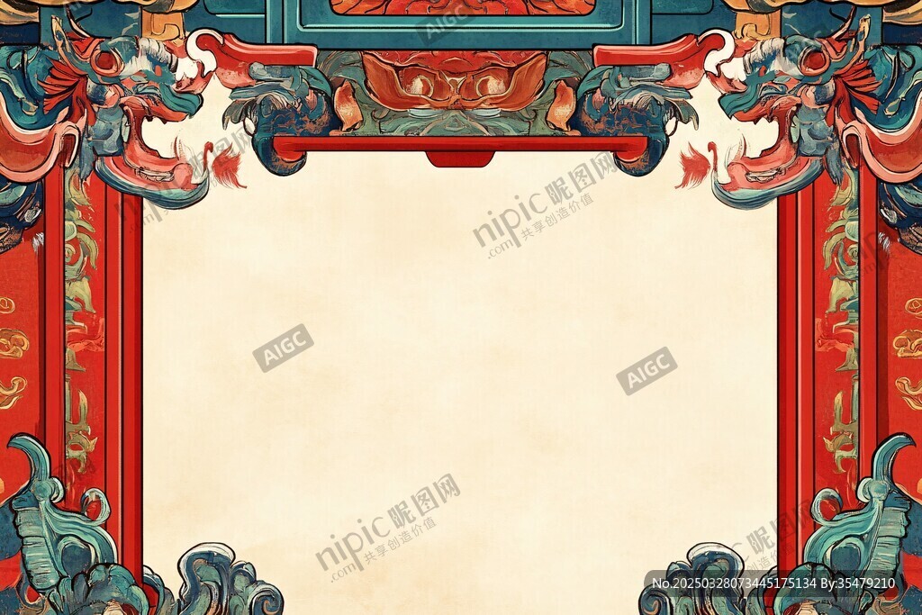 中式傳統建筑風格邊框背景