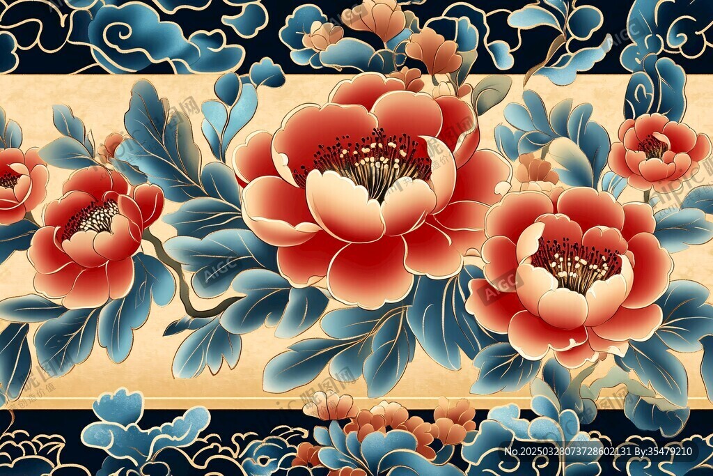 中式牡丹花卉傳統(tǒng)紋樣