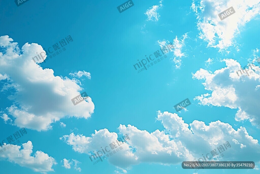 晴朗藍(lán)天與蓬松白云