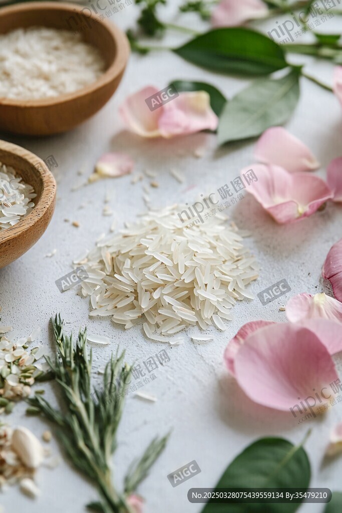 香米與花草的自然組合