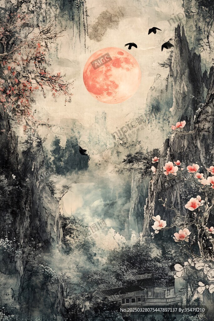 月夜山水間 花鳥共幽境