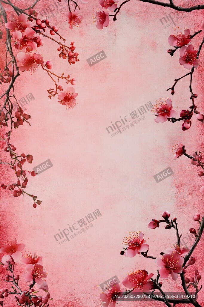 粉色桃花背景圖