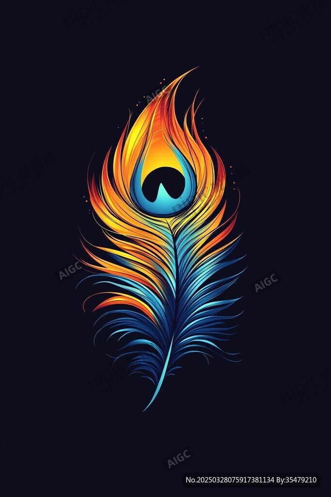 火焰孔雀羽毛藝術(shù)插畫
