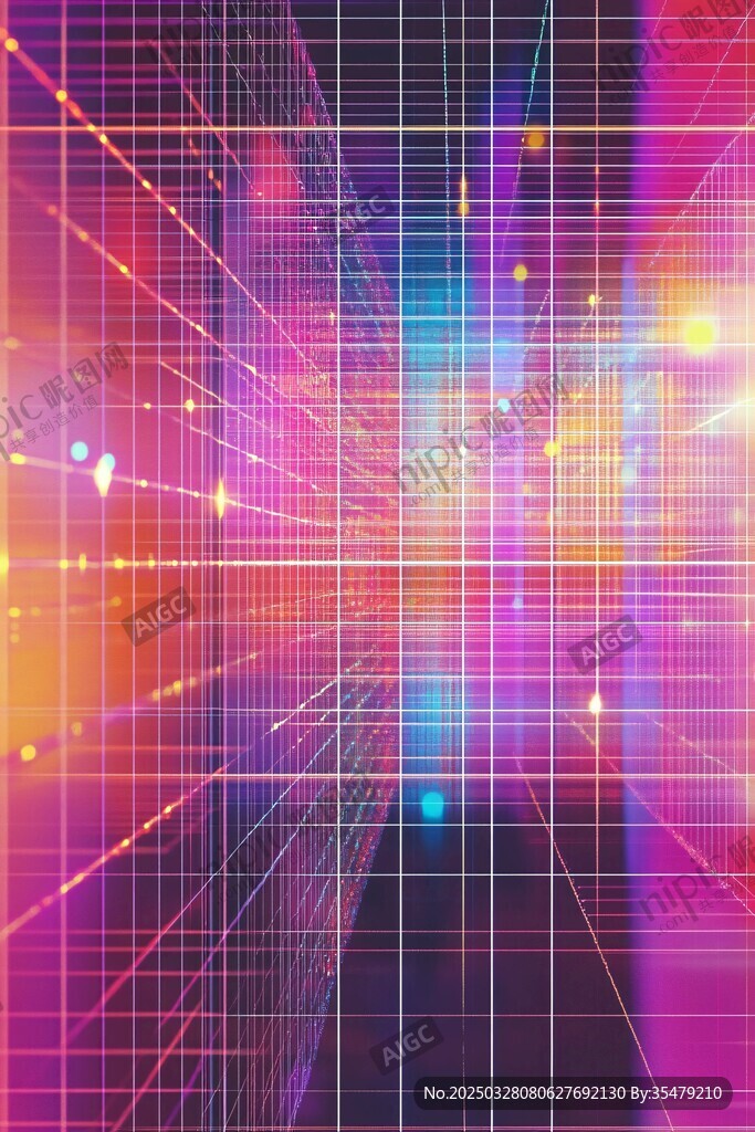 夢幻炫彩科技感網格空間