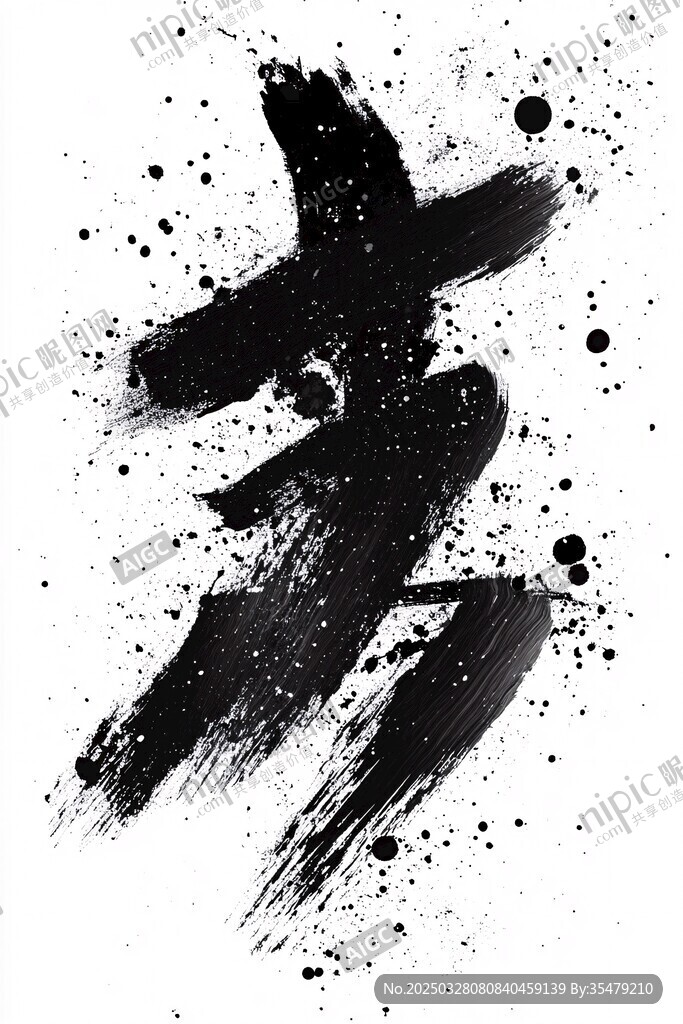 水墨筆觸漢字藝術(shù)效果