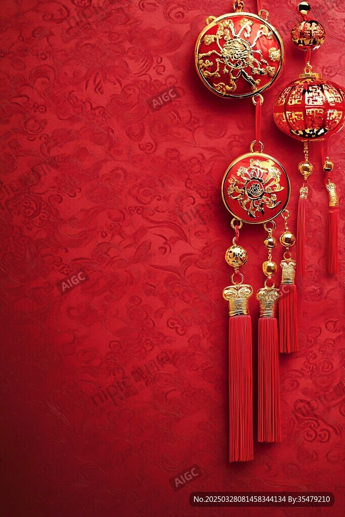 喜慶中國風紅色傳統掛飾