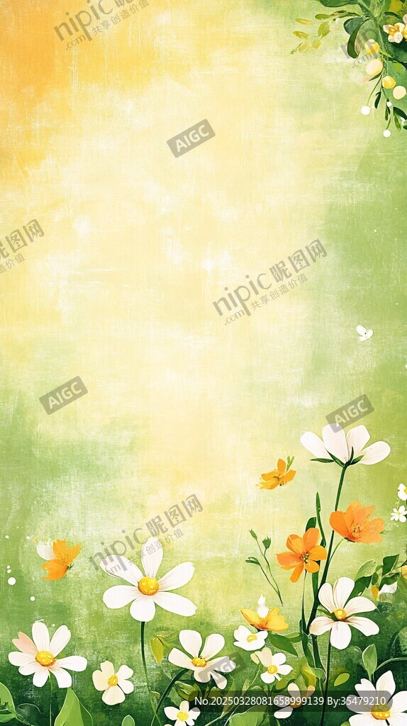 春日爛漫花卉背景圖