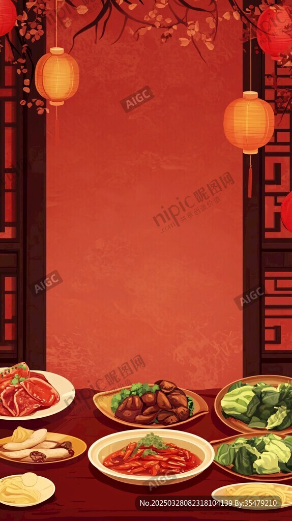 中式佳肴配傳統(tǒng)喜慶背景