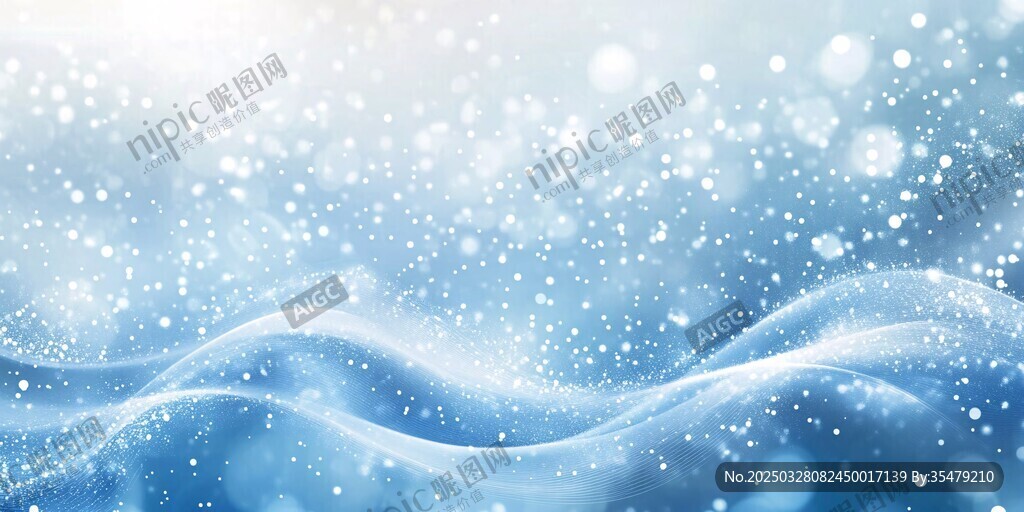 夢幻藍色雪花波浪背景圖
