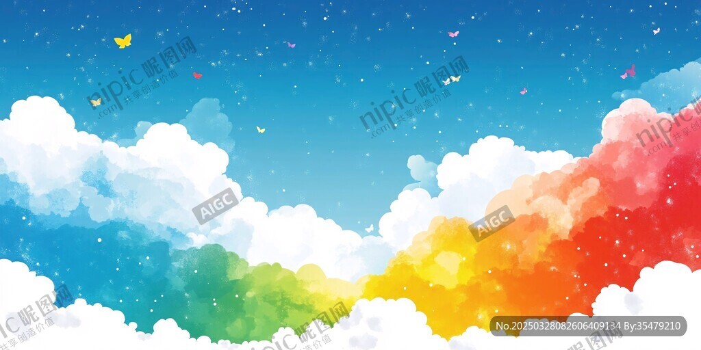 夢幻彩色云海星空美景