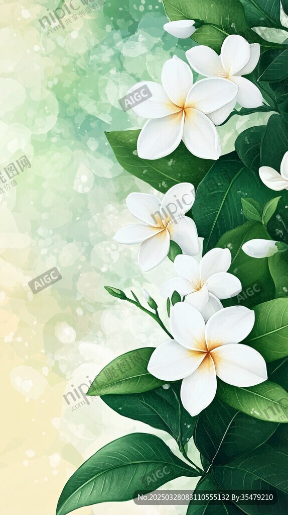 清新綻放的白色雞蛋花