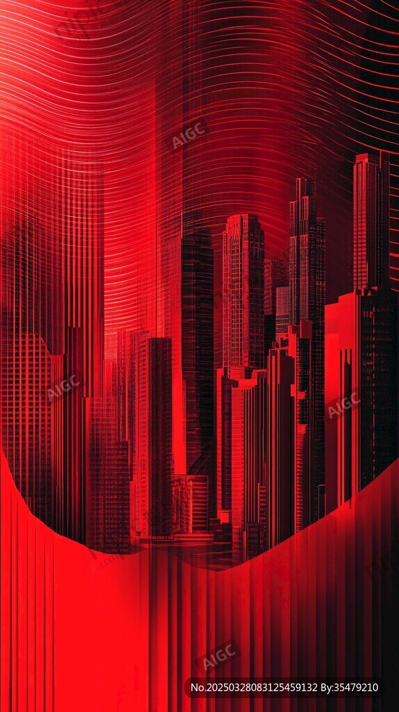 紅色未來感都市景觀