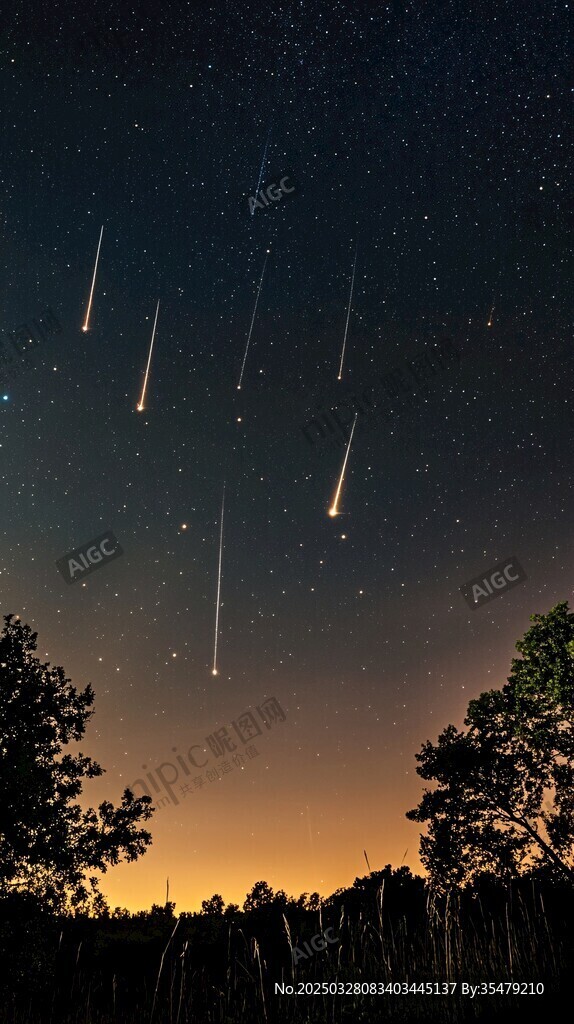 夜空中的絢爛流星雨