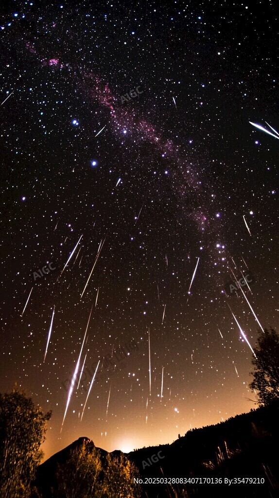 夜空中的絢爛流星雨景觀