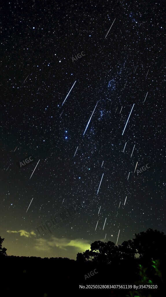 夜空中的絢爛流星軌跡