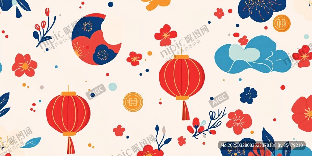 中式節(jié)慶元素插畫圖案
