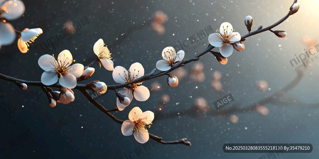 春日綻放的唯美杏花枝頭