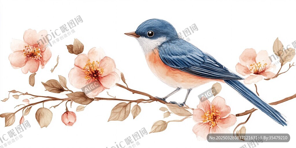 枝頭小鳥伴繁花
