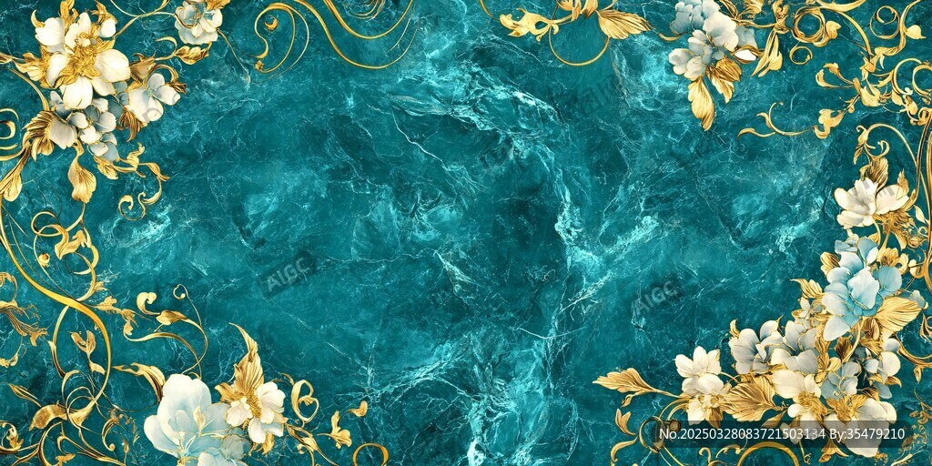 青底金花紋飾優(yōu)雅背景圖