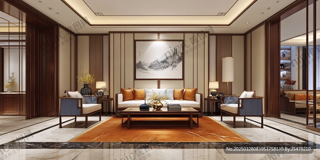 中式典雅客廳室內(nèi)設(shè)計(jì)圖