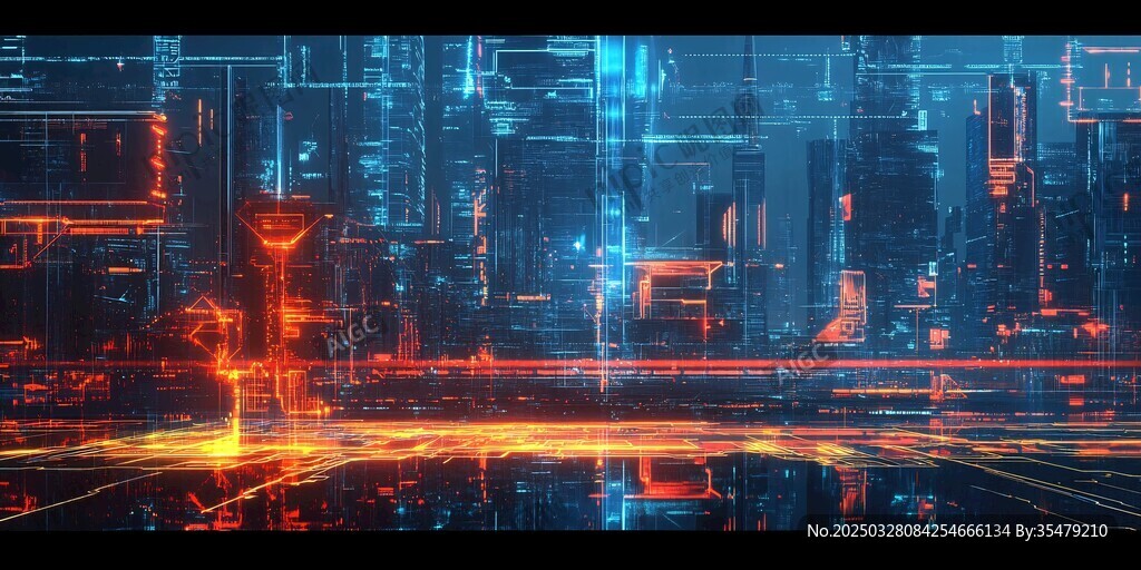 未來科技感城市夜景畫面
