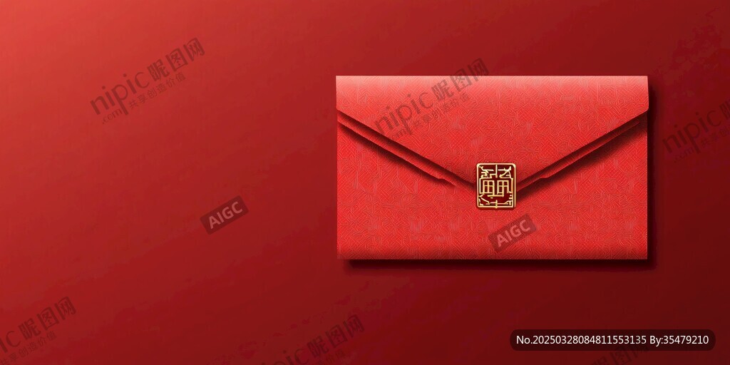 紅色中式信封帶古典扣飾