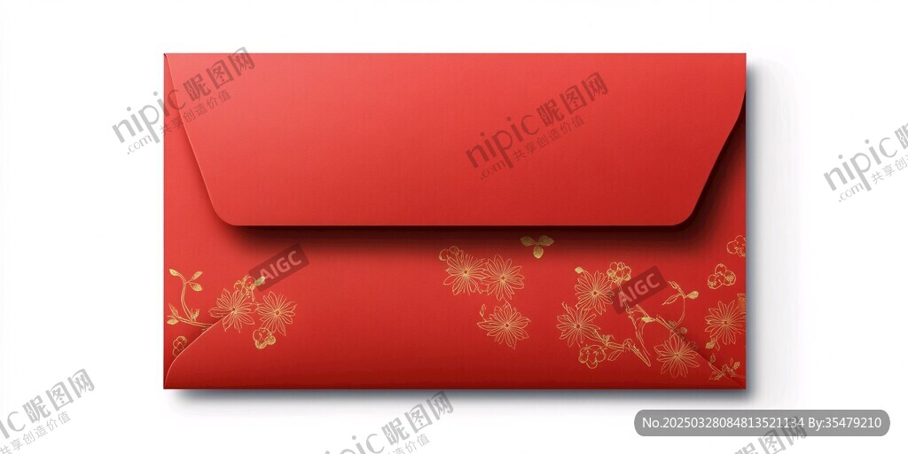 紅色中式花紋精美信封