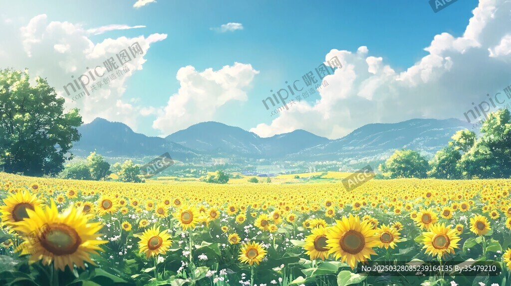 向日葵花海的田園風光