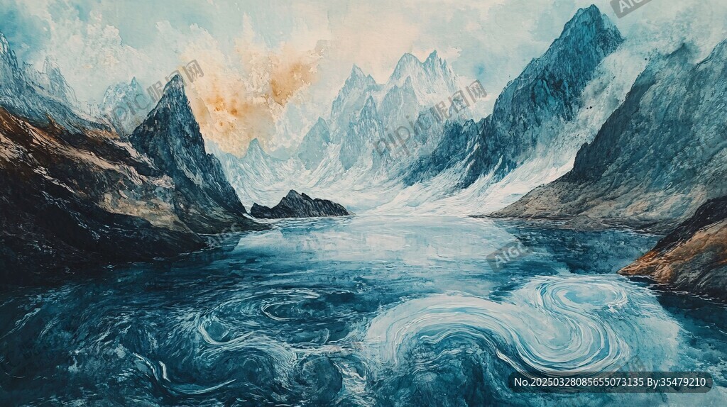 夢(mèng)幻山水間的靜謐湖景