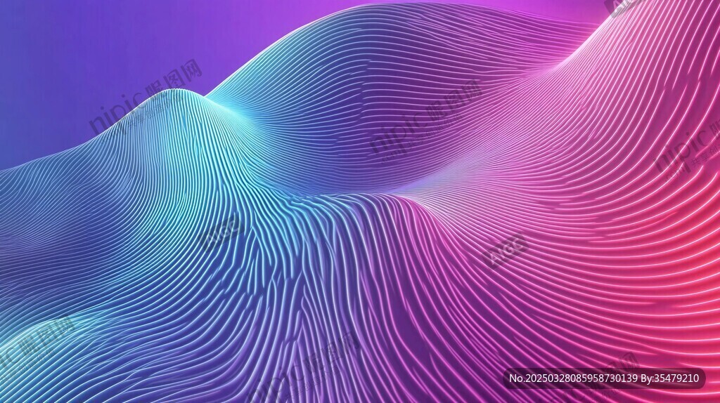 夢幻漸變線條波浪背景圖