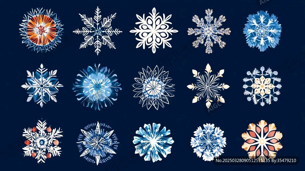 多彩雪花圖案集合