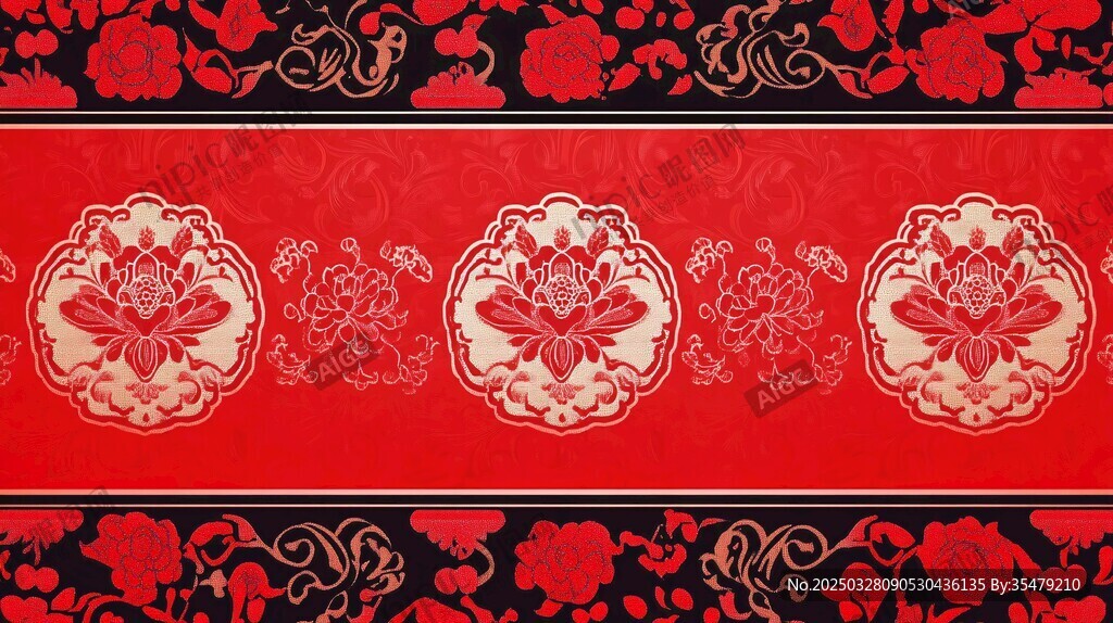 中式傳統(tǒng)紅色花卉圖案背景