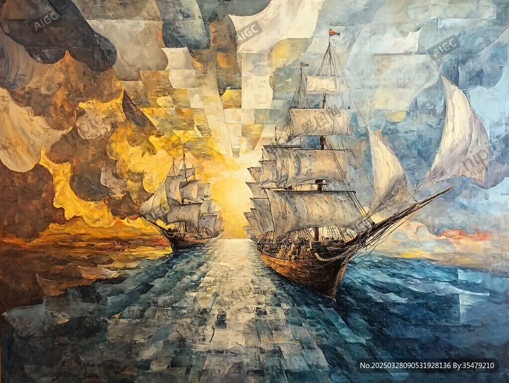 海上帆船駛向曙光