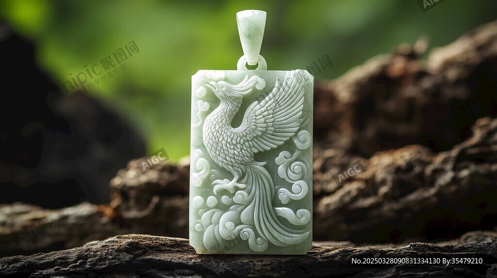 翡翠鳳紋吊墜 精致典雅