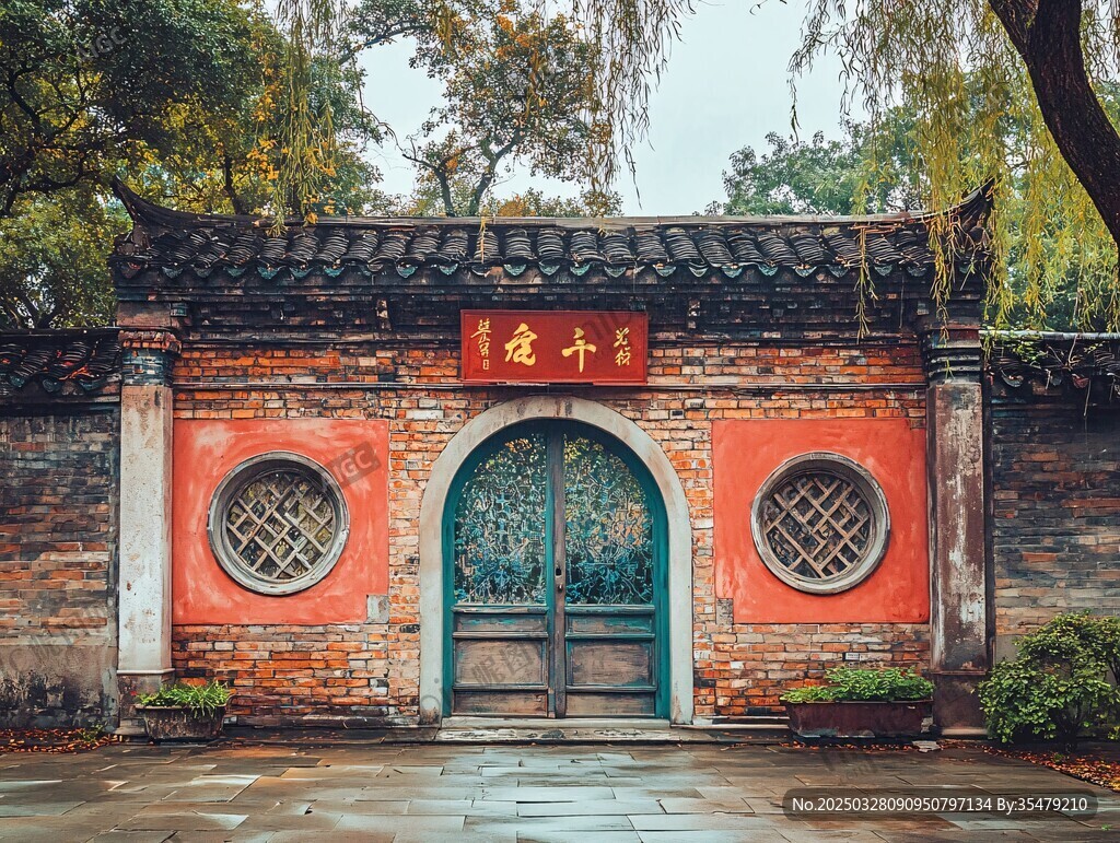 中式古宅院門典雅景致