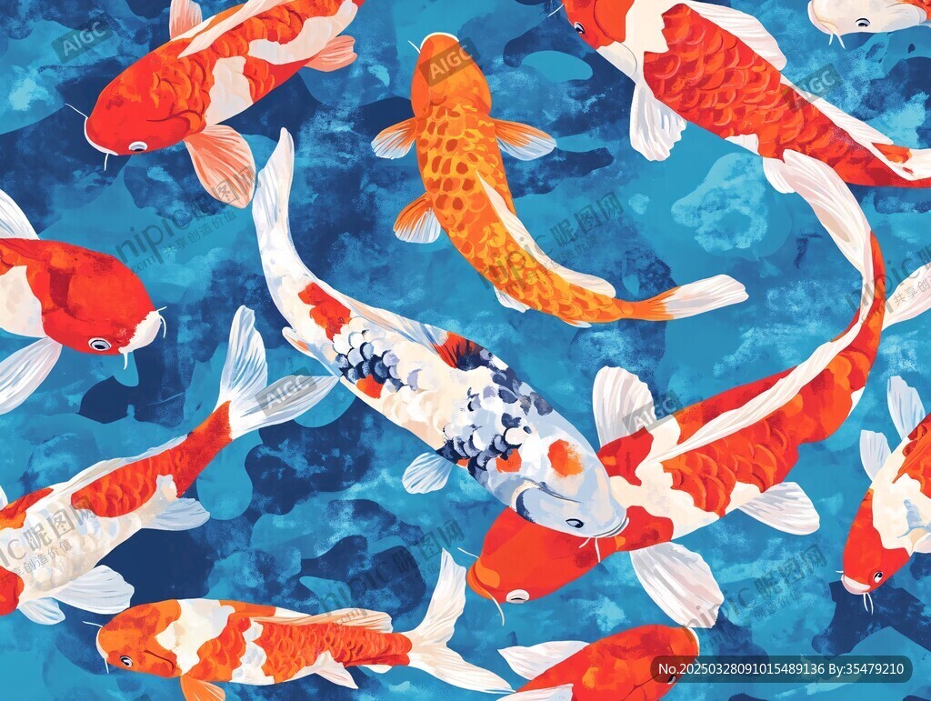 錦鯉暢游圖