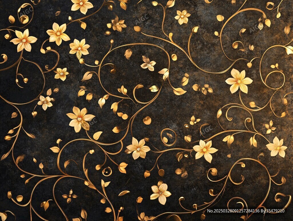 黑金花卉復(fù)古華麗背景圖