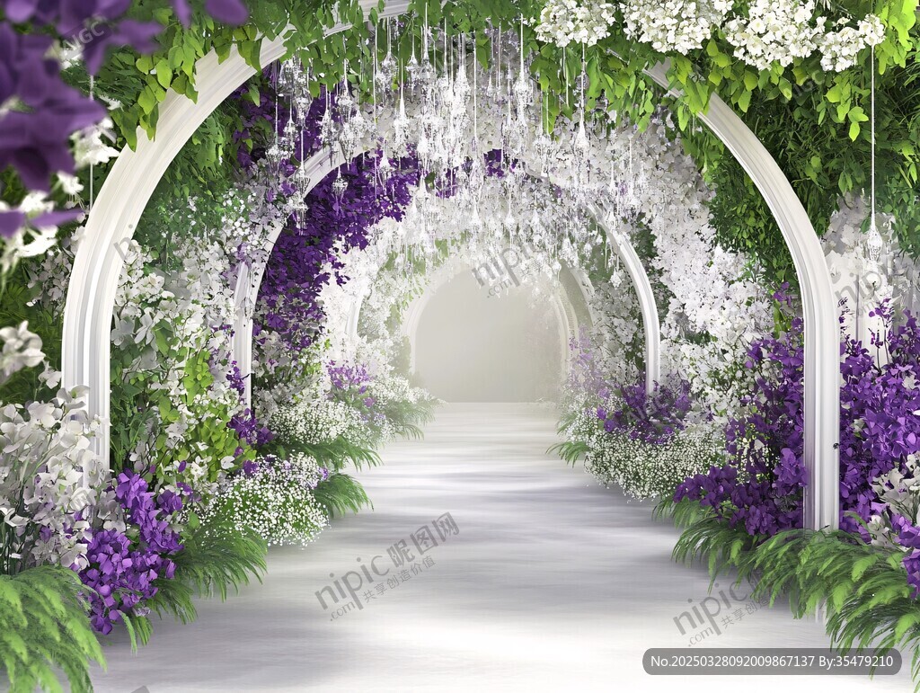 夢(mèng)幻紫色花卉婚禮拱門(mén)