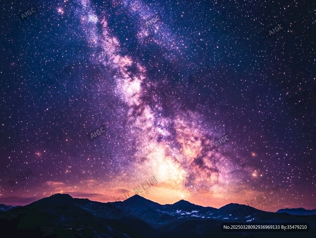 璀璨星河下的壯麗山巒