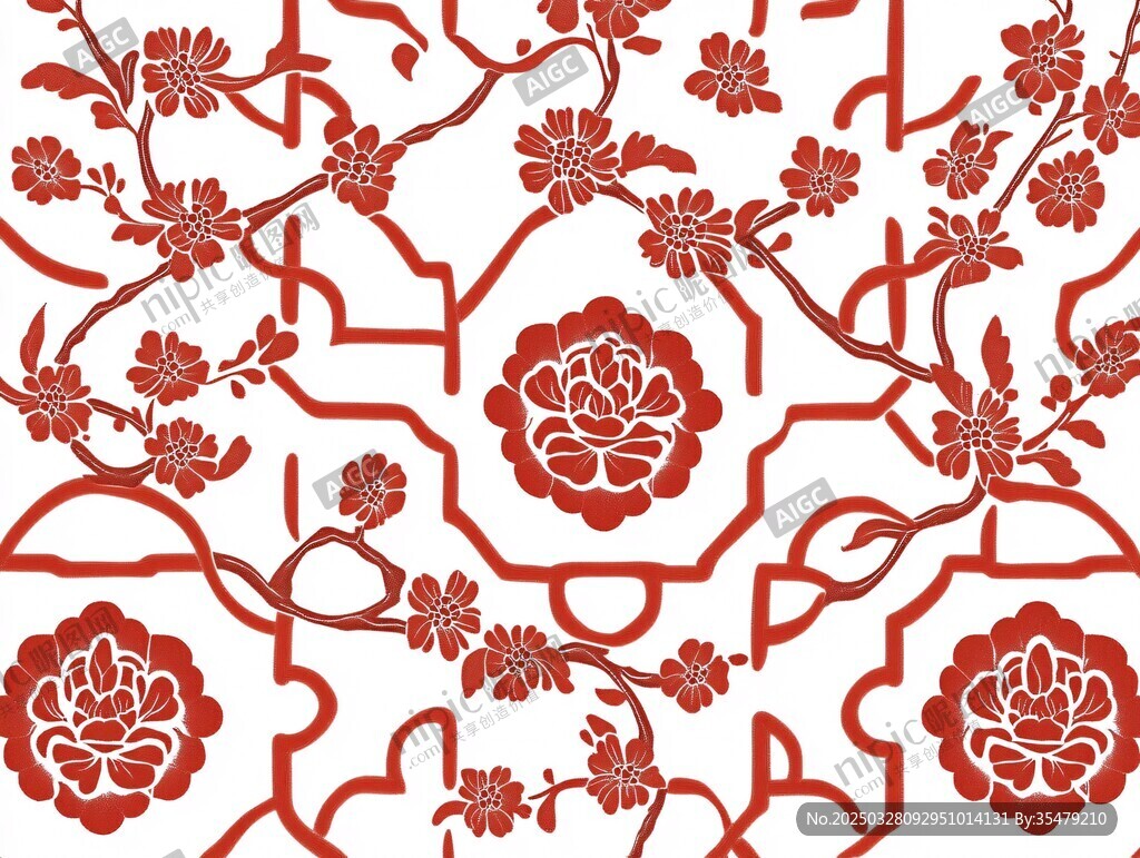 中式傳統(tǒng)花卉幾何紋圖案
