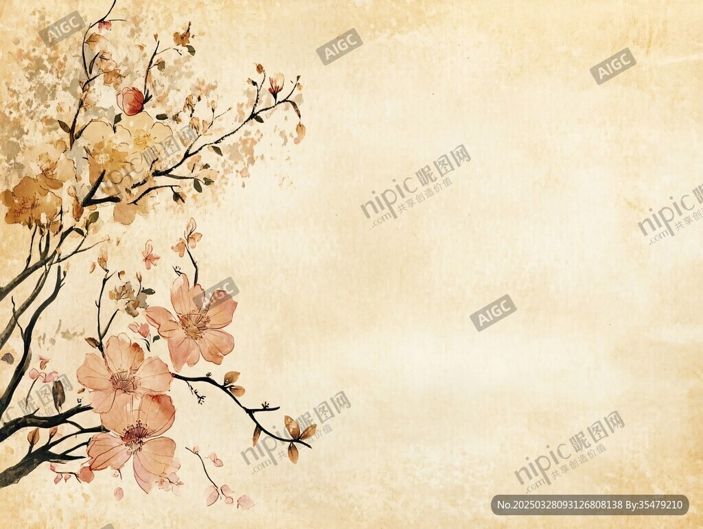 古風(fēng)花卉淡雅背景圖